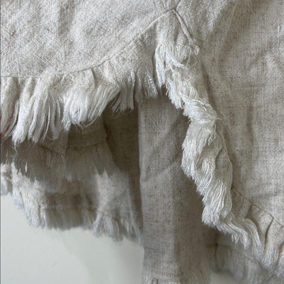 UMGEE Frayed Hem Linen Blend Colorful Crochet Sleeve Boho Tunic Top Size Small - Picture 9 of 14